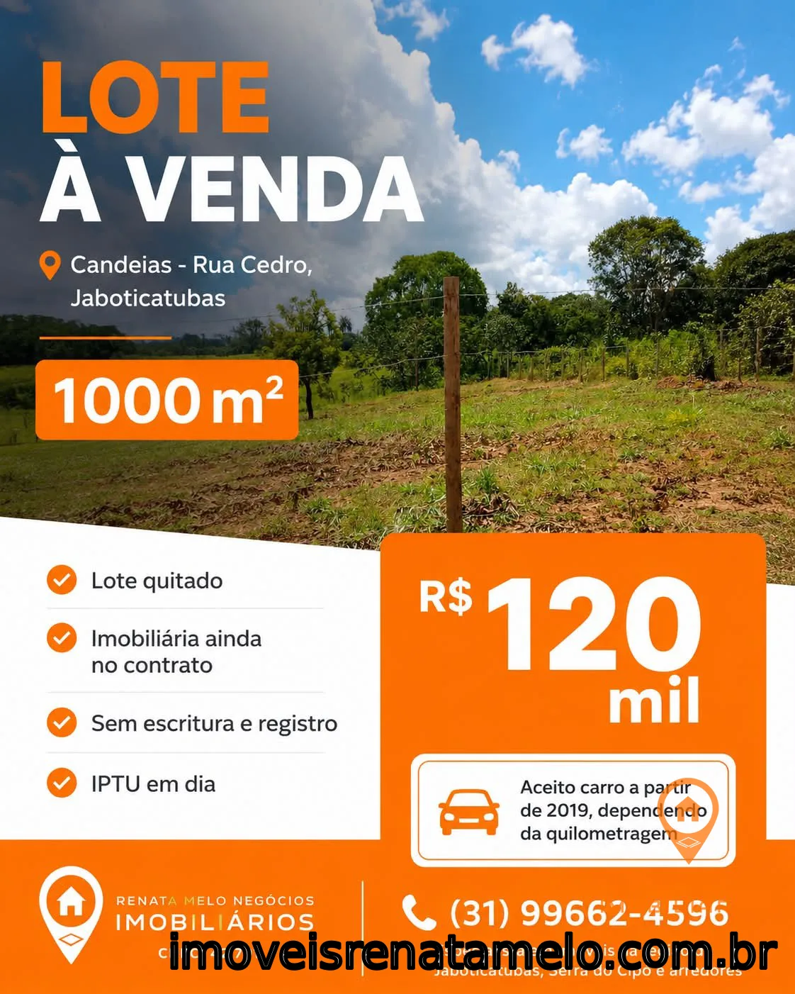 Lote de 1.000 m² em Candeias, Jaboticatubas